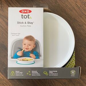 OXO Tot Stick & Stay Suction Plate - White and Blue